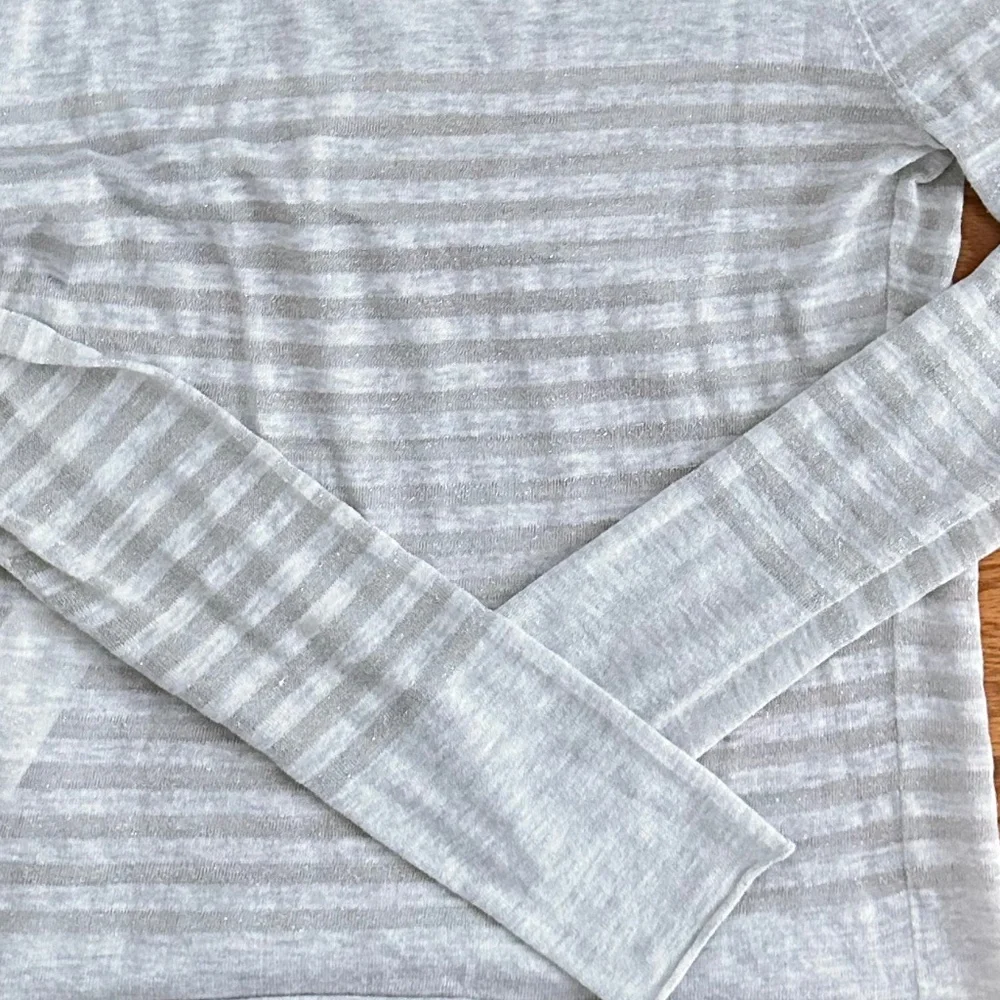 Tory Burch Grey and Silver Striped Long Sleeve (S)